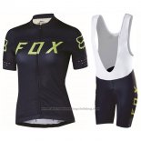 2017 Cycling Jersey Women Fox Black and Green Short Sleeve and Bib Short