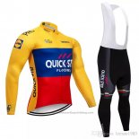 2018 Cycling Jersey Quick Step Floors Yellow Blue Red Long Sleeve and Bib Tight