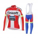 2018 Cycling Jersey Tinkoff Saxo Bank Red White Long Sleeve and Bib Tight