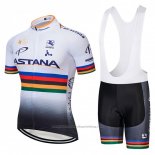 2018 Cycling Jersey UCI World Champion Astana White Short Sleeve and Bib Short