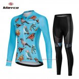 2019 Cycling Jersey Women Mieyco Sky Blue Long Sleeve and Bib Tight