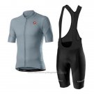 2020 Cycling Jersey Castelli Gray Short Sleeve and Bib Short