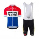 2020 Cycling Jersey Jumbo Visma Red White Blue Short Sleeve And Bib Short
