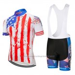 2020 Cycling Jersey USA Blue Red White Short Sleeve and Bib Short
