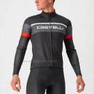 2022 Cycling Jersey Castelli Red Black Long Sleeve and Bib Short