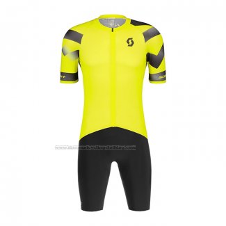 2022 Cycling Jersey Scott Yellow Short Sleeve and Bib Short(1)