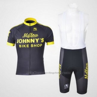 2010 Cycling Jersey Johnnys Black and Yellow Short Sleeve and Bib Short
