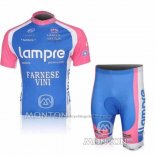 2010 Cycling Jersey Lampre Farnese Vini Pink and Light Blue Short Sleeve and Bib Short