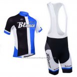 2013 Cycling Jersey Blanco Black and Blue Short Sleeve and Bib Short