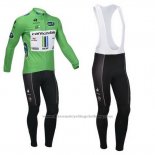 2013 Cycling Jersey Cannondale Lider Green and White Long Sleeve and Bib Tight