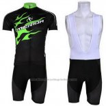 2013 Cycling Jersey Merida Black and Green Short Sleeve and Bib Short