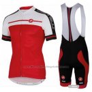 2016 Cycling Jersey Castelli Red White Short Sleeve and Bib Short
