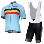 2017 Cycling Jersey Belgium Sky Blue Short Sleeve and Bib Short