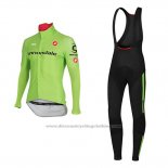 2017 Cycling Jersey Cannondale Green Long Sleeve and Bib Tight
