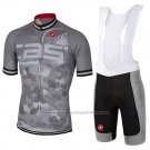 2017 Cycling Jersey Castelli Gray Short Sleeve and Bib Short