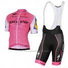 2017 Cycling Jersey Quick Step Pink Short Sleeve and Bib Short