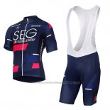 2017 Cycling Jersey SEG Racing Academy Blue and Red Short Sleeve and Bib Short