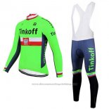 2017 Cycling Jersey Tinkoff Green Long Sleeve and Bib Tight