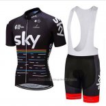 2018 Cycling Jersey Sky Black and Red Short Sleeve and Bib Short