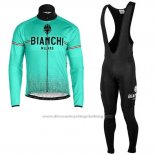 2019 Cycling Jersey Bianchi Milano Xd Blue Gray Long Sleeve and Bib Tight