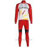 2020 Cycling Jersey Cofidis White Red Long Sleeve And Bib Tight