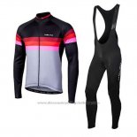 2020 Cycling Jersey Nalini Black Red Long Sleeve and Bib Tight