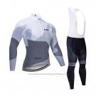 2020 Cycling Jersey Northwave White Gray Long Sleeve and Bib Tight