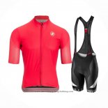 2021 Cycling Jersey Castelli Deep Pink Short Sleeve And Bib Short