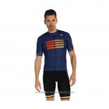 2021 Cycling Jersey Sportful Blue Short Sleeve And Bib Short