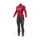 2021 Cycling Jersey Women ALE Red Long Sleeve And Bib Tight QXF21-0023