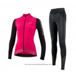 2021 Cycling Jersey Women Nalini Deep Pink Long Sleeve And Bib Tight QXF21-0030
