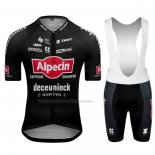2022 Cycling Jersey Alpecin Deceuninck Black Short Sleeve and Bib Short