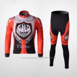 2010 Cycling Jersey Rock Racing Red and Light Blue Long Sleeve and Bib Tight
