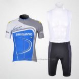 2011 Cycling Jersey Shimano Blue and White Short Sleeve and Bib Short