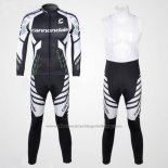2012 Cycling Jersey Cannondale Black and White Long Sleeve and Bib Tight