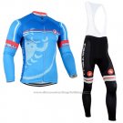 2014 Cycling Jersey Castelli Red Sky Blue Long Sleeve and Bib Tight