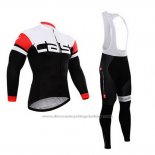 2015 Cycling Jersey Castelli Deep White and Black Long Sleeve and Bib Tight