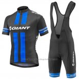 2016 Cycling Jersey Giant Black and Blue Short Sleeve and Bib Short