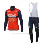 2017 Cycling Jersey Bahrain Merida Red Long Sleeve and Bib Tight