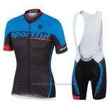 2017 Cycling Jersey Sportful Sc Blue and Black Short Sleeve and Bib Short