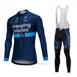 2018 Cycling Jersey Changing Diabetes Blue Long Sleeve and Bib Tight