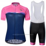 2019 Cycling Jersey Chomir Pink Dark Blue Short Sleeve and Bib Short