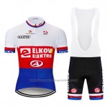 2019 Cycling Jersey Elkov Elektro White Red Blue Short Sleeve and Bib Short