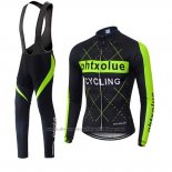 2019 Cycling Jersey Phtxolue Black Green Long Sleeve and Bib Tight