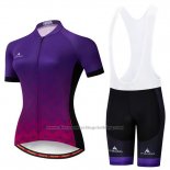 2019 Cycling Jersey Women Miloto Purple Short Sleeve and Bib Short