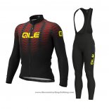 2021 Cycling Jersey ALE Black Red Long Sleeve And Bib Tight