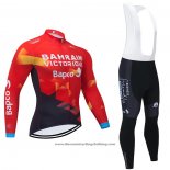 2021 Cycling Jersey Bahrain Victorious Red Long Sleeve And Bib Tight