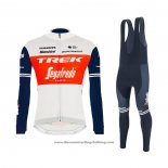 2021 Cycling Jersey Trek Segafredo White Deep Blue Long Sleeve And Bib Tight