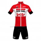 2022 Cycling Jersey Lotto Soudal Red Short Sleeve and Bib Short