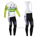 2013 Cycling Jersey Orica GreenEDGE White and Green Long Sleeve and Bib Tight